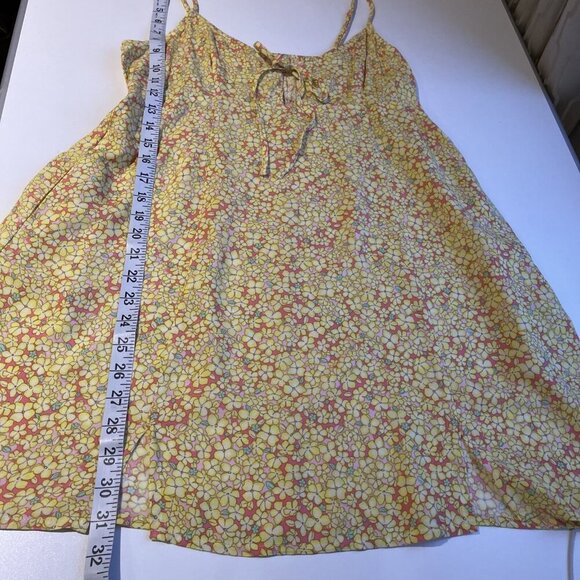 Vintage Y2K Wild Fable Babydoll Dress Size L Yellow Floral Empire Waist Milkmaid - Picture 7 of 10